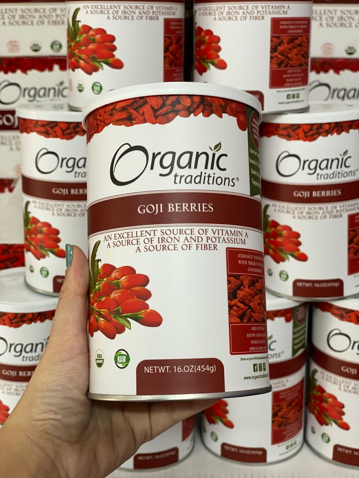 Kỷ tử khô organic lon 454g nhập khẩu mỹ chính hãng - hạt dinh dưỡng