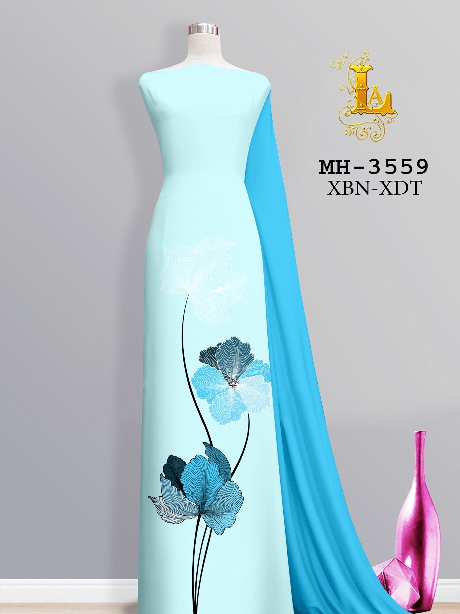Vải áo dài in hoa đơn giản