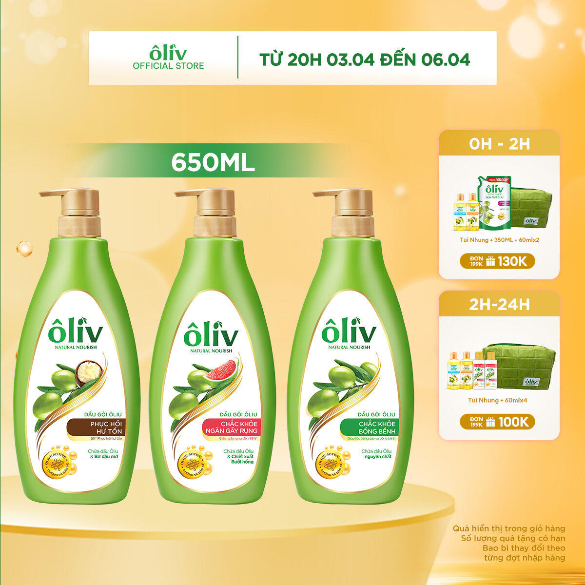 Dầu Gội Ôliv Chắc Khỏe/Phục Hồi 650ML