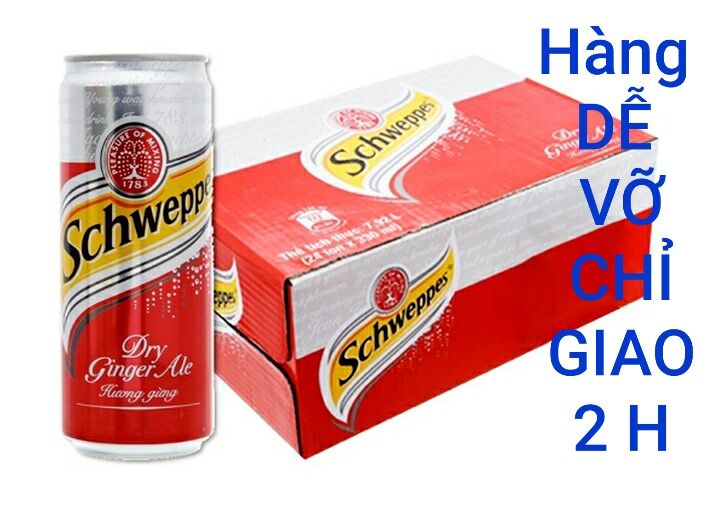 Soda Schweppes Dry ginger ale Thùng 24 lon 330ml