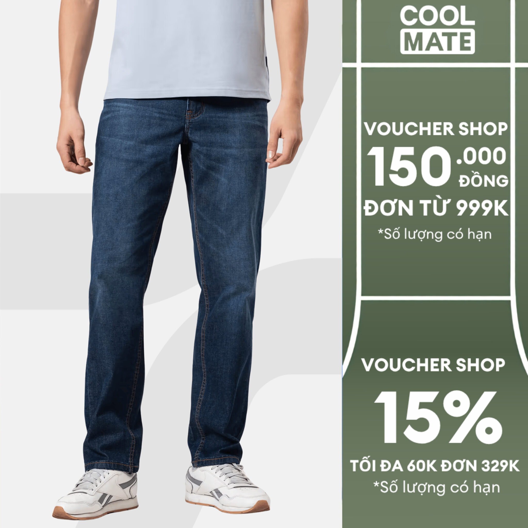 Quần Jeans Nam ống suông dáng straight siêu nhẹ, mềm mại, thoải mái, Quần bò mặc đi chơi, dạo phố Coolmate