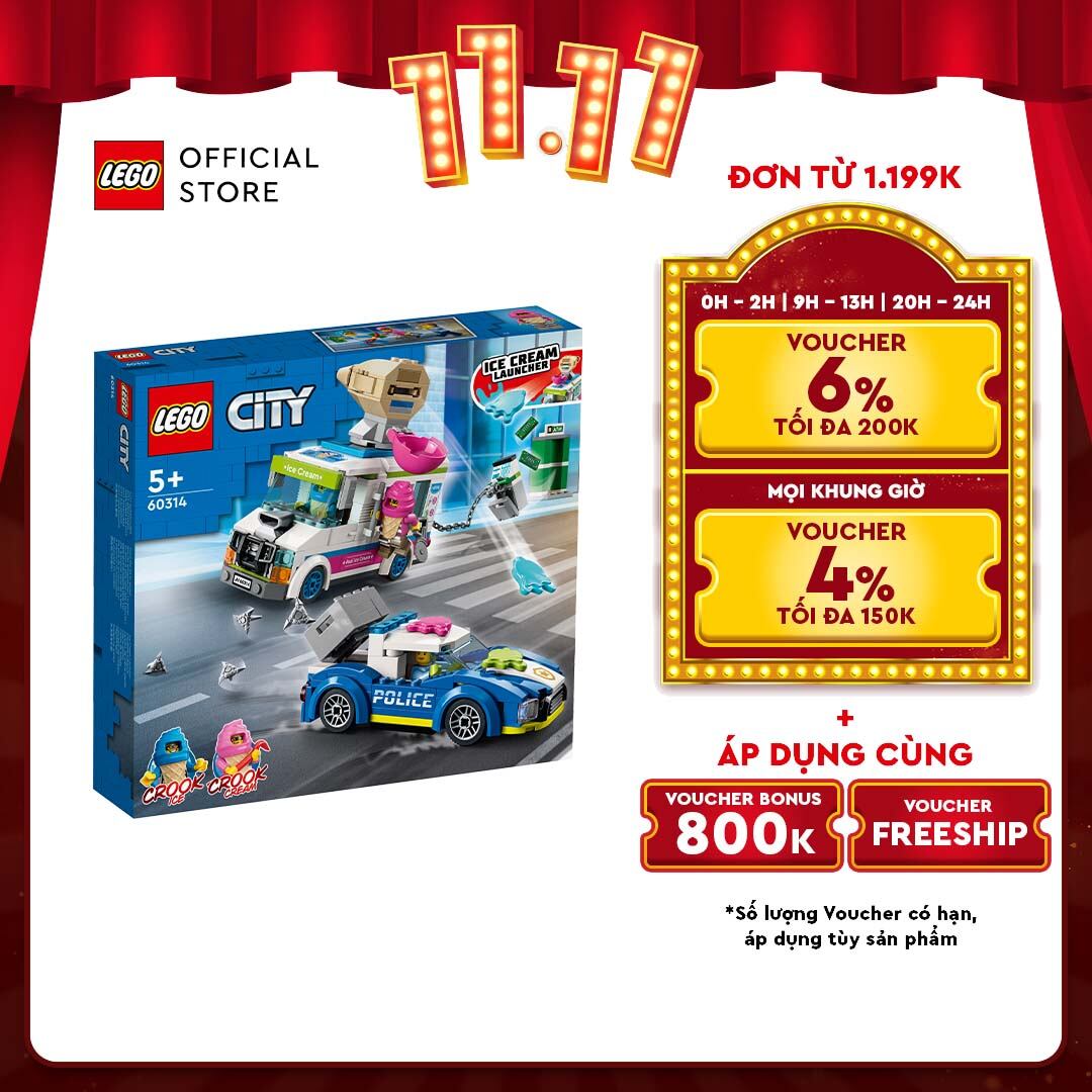 LEGO City 60314 Đồ Chơi Lắp Ráp Xe kem truy đuổi tội phạm