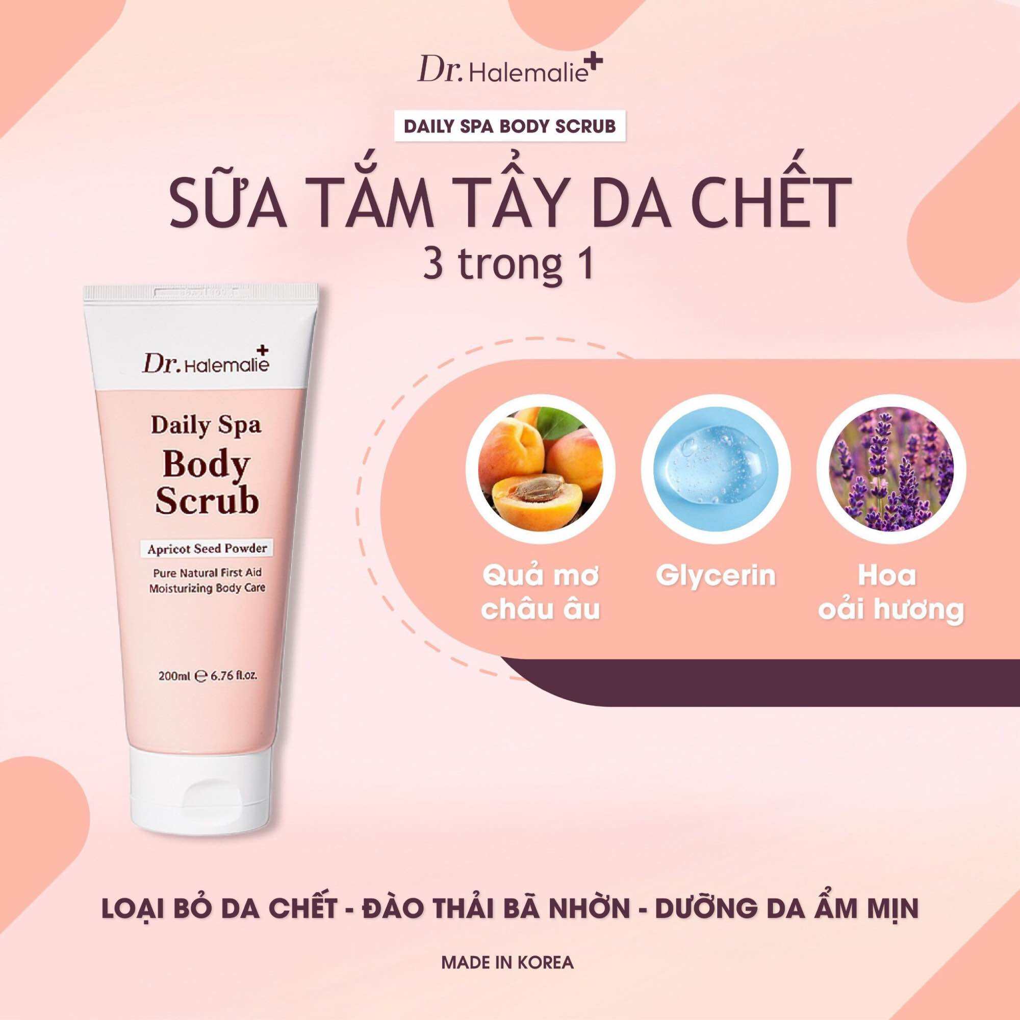 SỮA TẮM TRẮNG DA DAILY SPA BODY SCRUB DR.HALE MALIE 200ml