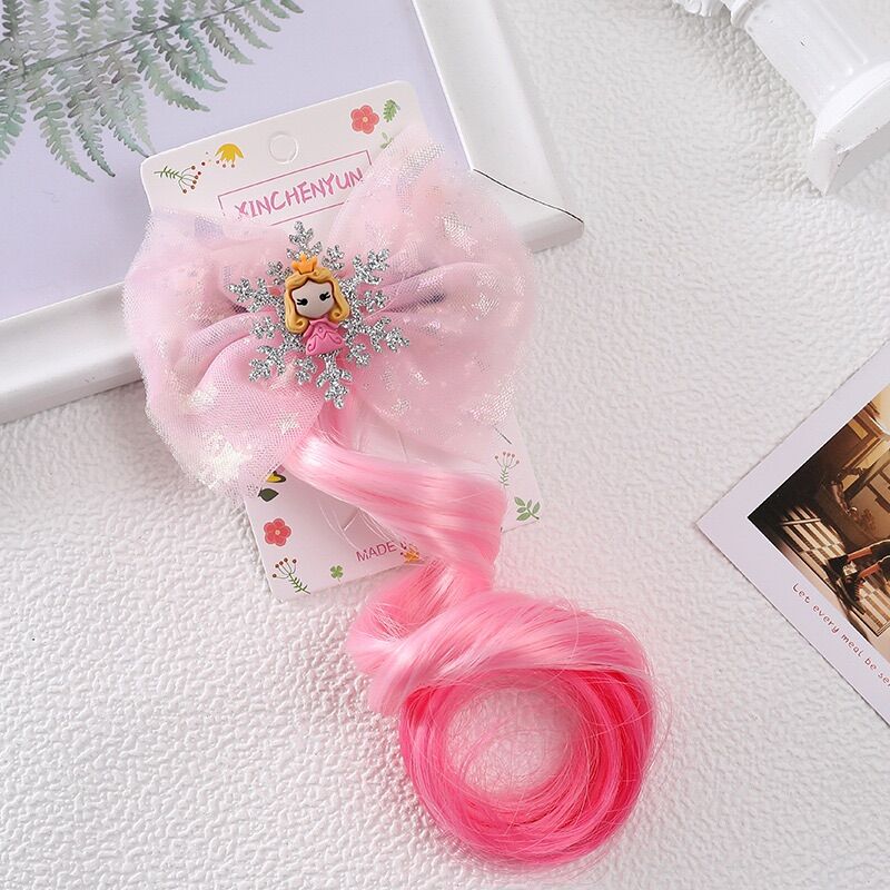 Kẹp tóc nơ ren Elsa, gắn tóc giả cho bé gái
