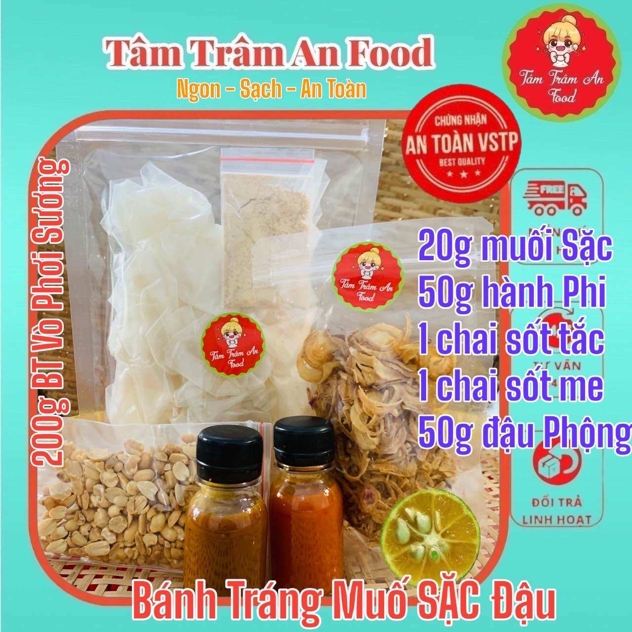 Bánh tráng phơi sương muối sặc sốt me tắc combo