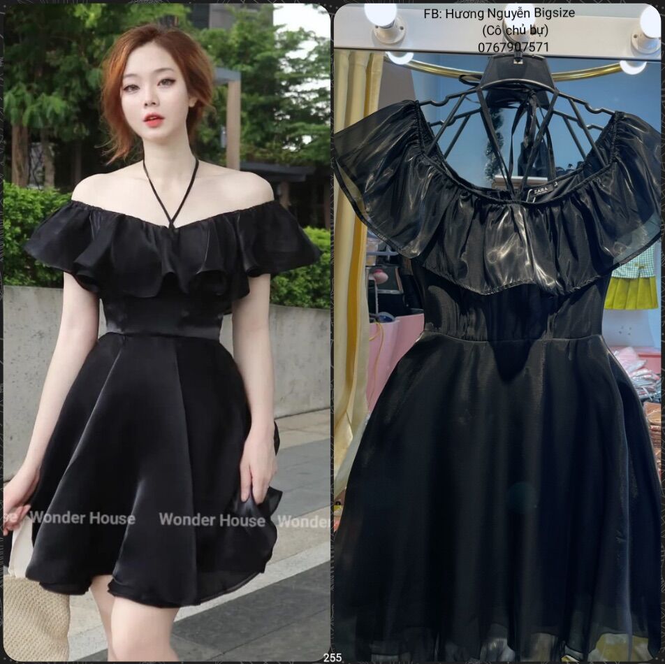 55-90kg bigsize đầm yếm bẹt vai