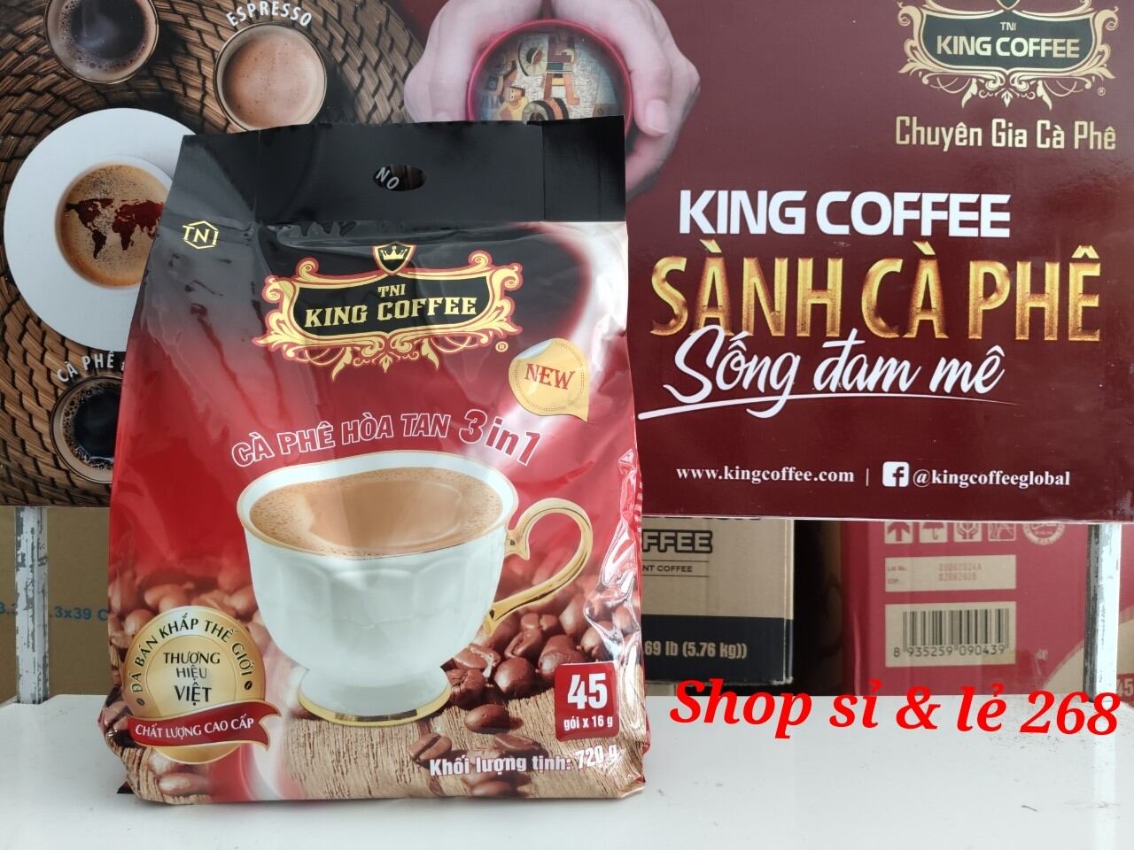 Cà phê sữa hòa tan king coffee 45 gói × 16gram _ date 2026