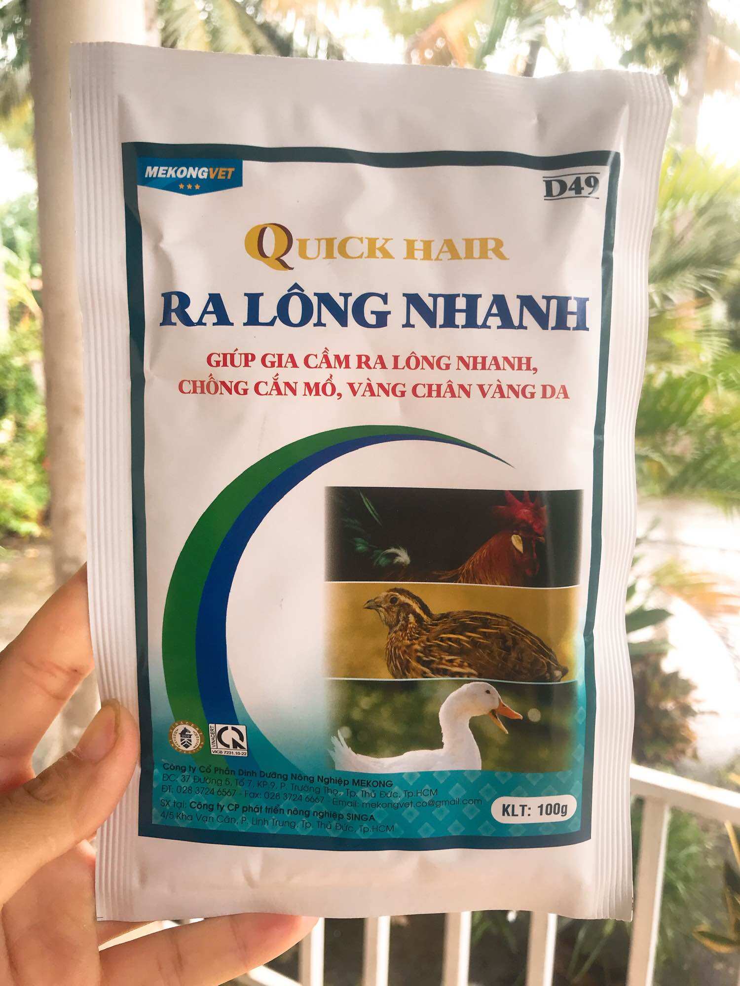 Ra lông nhanh 100g giúp mọc lông đồng loạt, chống cắn mổ