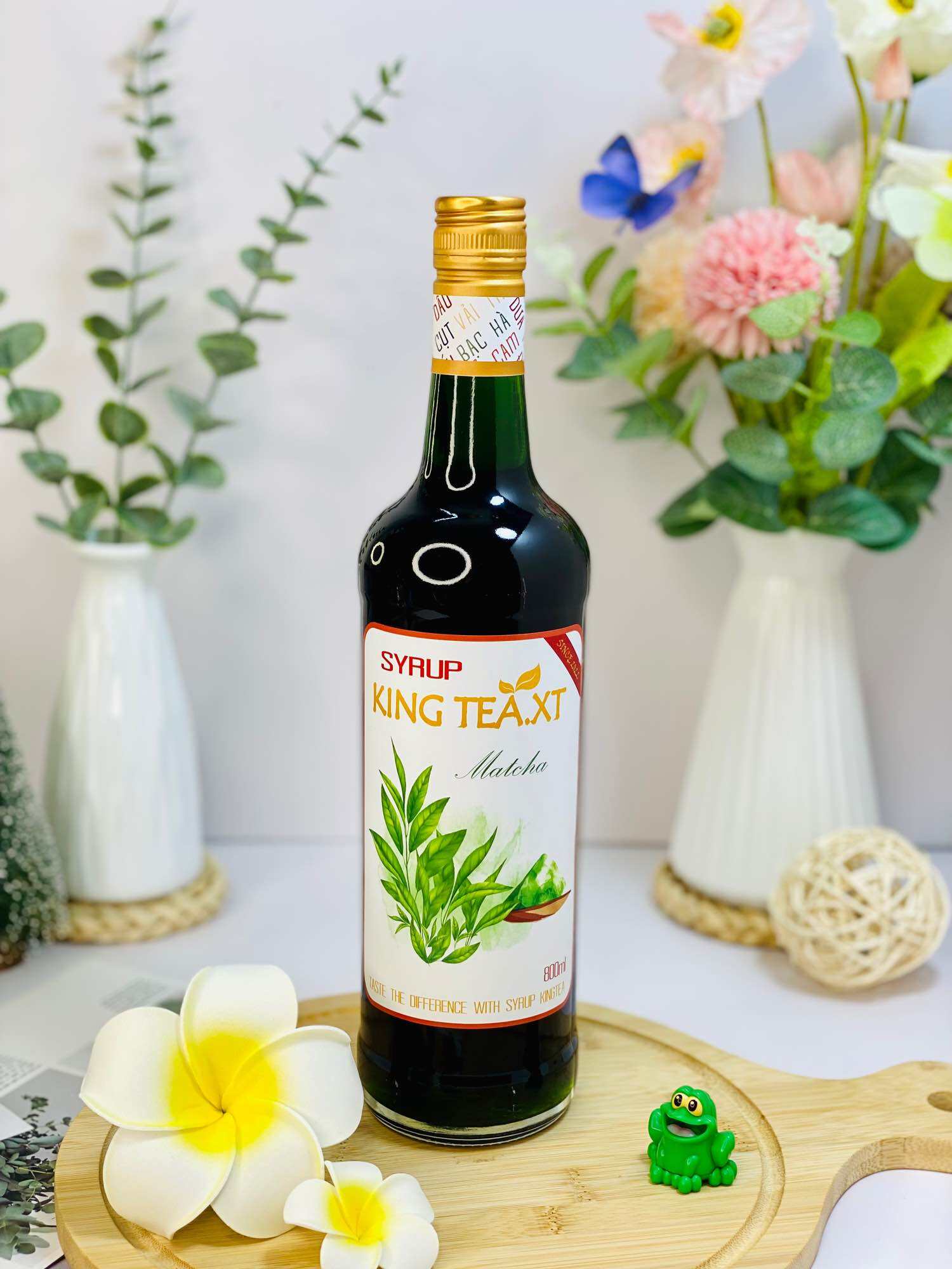 Syrup MATCHA TRÀ XANH Pha Chế( Syrup Matcha Green Tea) KINGTEA.XT- Chai Thủy Tinh 800ml. 