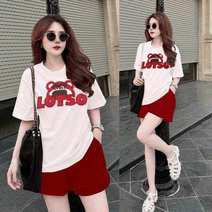 SÉT BỘ SHORT COTTON THÊU LOGO Q CHÂU CAO CẤP