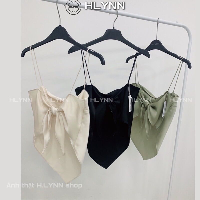 M129 Áo lụa hai dây vạt khăn buộc nơ có mút ngực