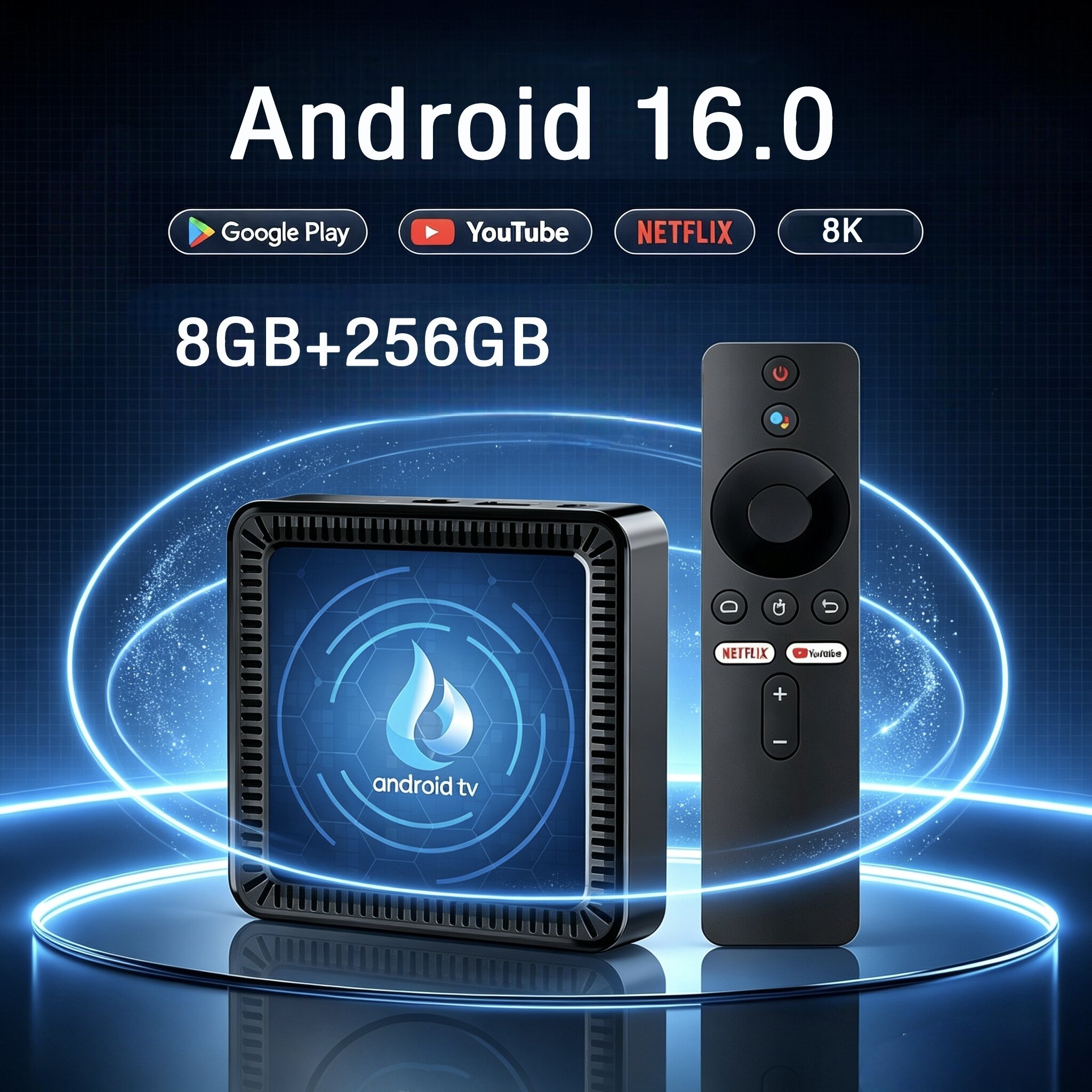 Hộp Giải Mã Truyền Hình Thông Minh Q17 8K HD Android 16 Quad Core Allwinner H313 8GB 256GB Tích Hợp Google Assistant Và Trình Phát Đa Phương Tiện Netflix