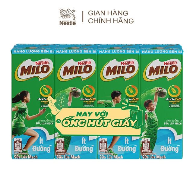 Lốc 4 hộp sữa nestle' milo ít đường - lizury