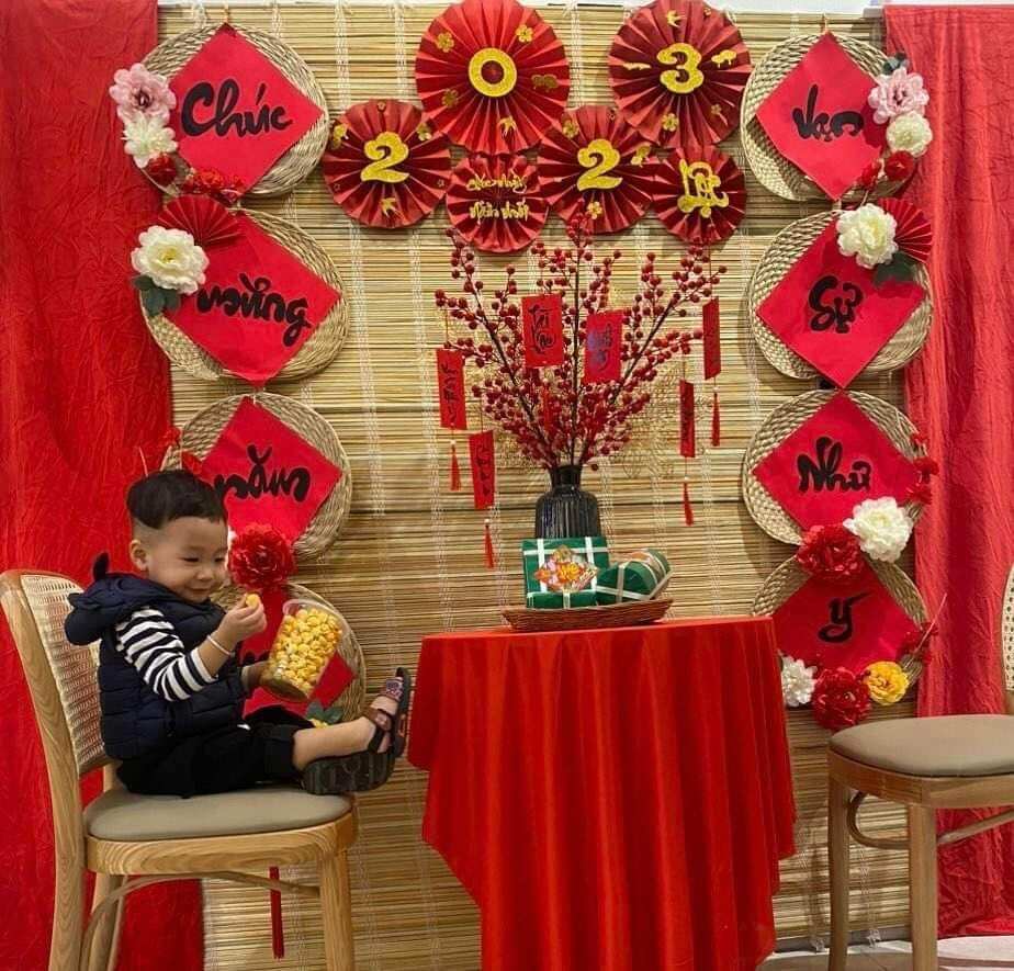 Mành trang trí tết 1,6x1,9m, mành cọ decor tết, mành trang trí tết bền đẹp