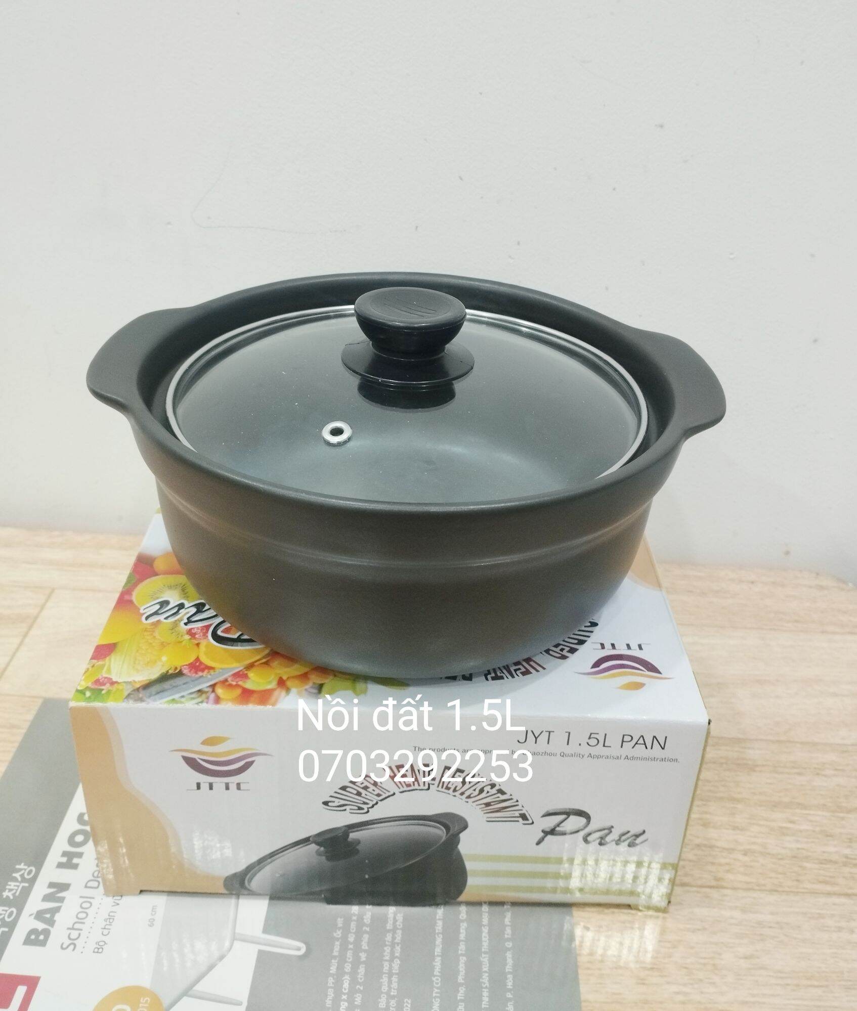 Nồi đất 1.5 lit nắp kiếng