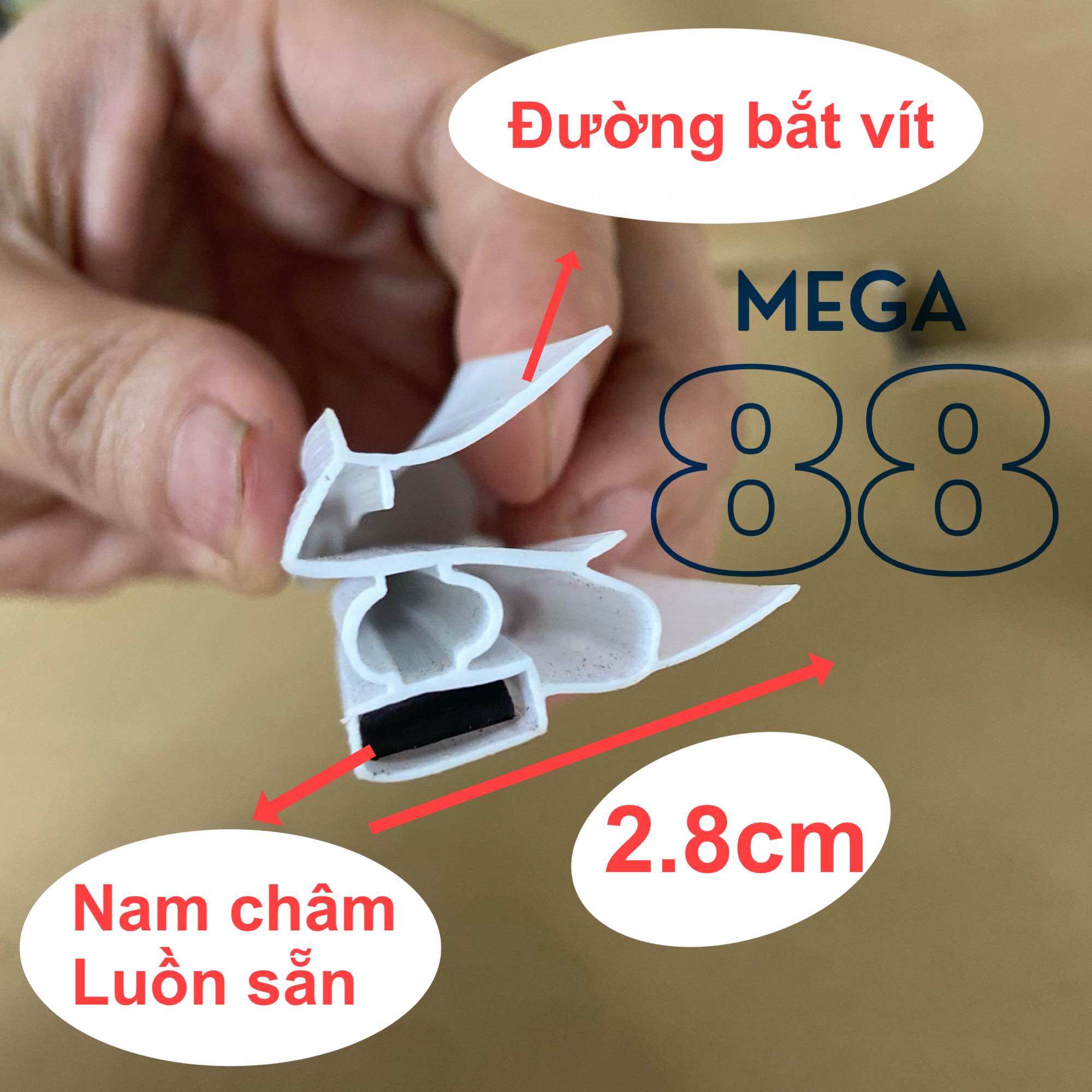 Ron tủ lạnh gài - ron tủ lạnh vít dài 1.8 mét kèm sẵn nam châm