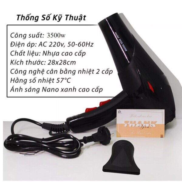 Máy sấy tóc nóng lạnh 2 chiều kèm đầu thổi mạnh