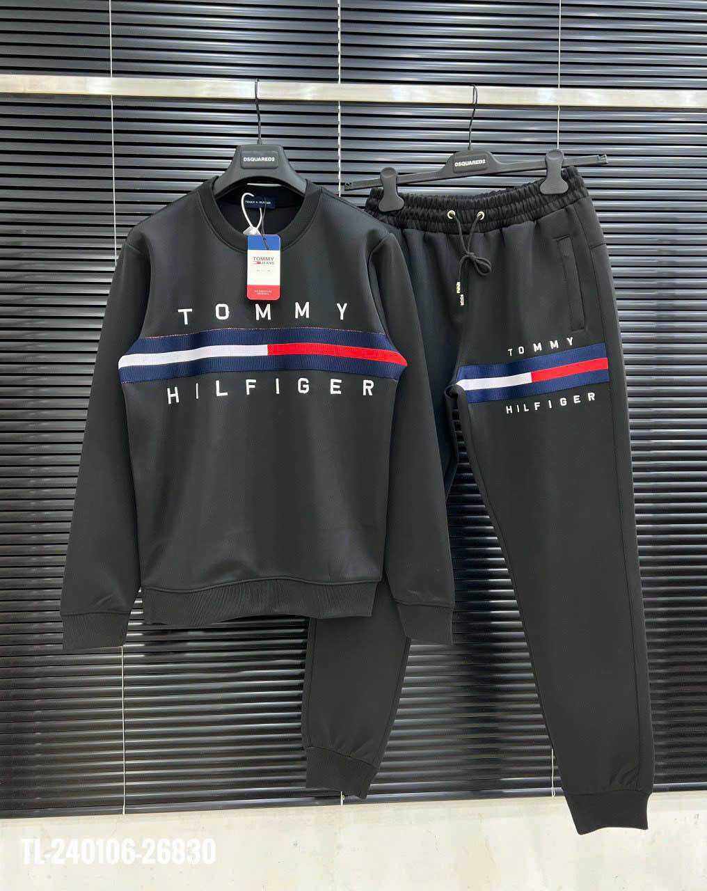 Bộ Quần Áo Tommy Nam Thu Đông Hot Bộ dài tay nam chất liệu Nỉ nhung