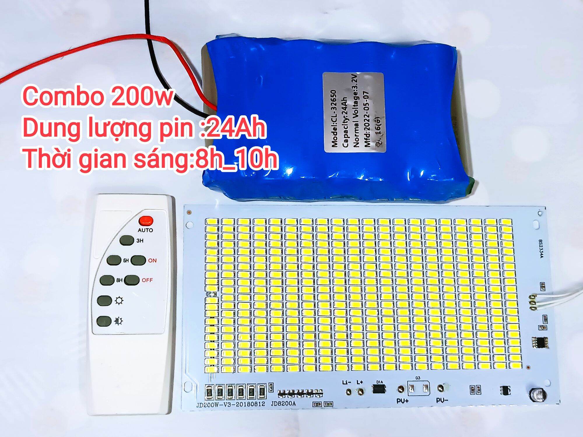 Combo 200w pin 32650 điện áp 3,2v đã có mạch bảo vệ 1s