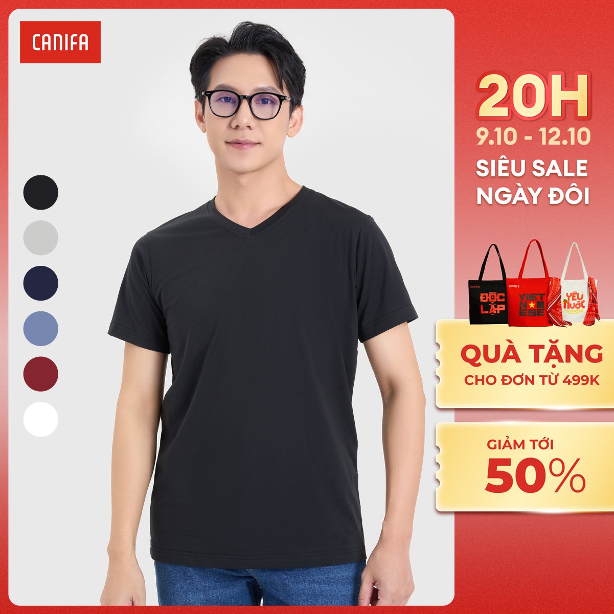 [20H 9-12.10 VOUCHER TỚI 500K] Áo phông nam CANIFA 8TS25A001