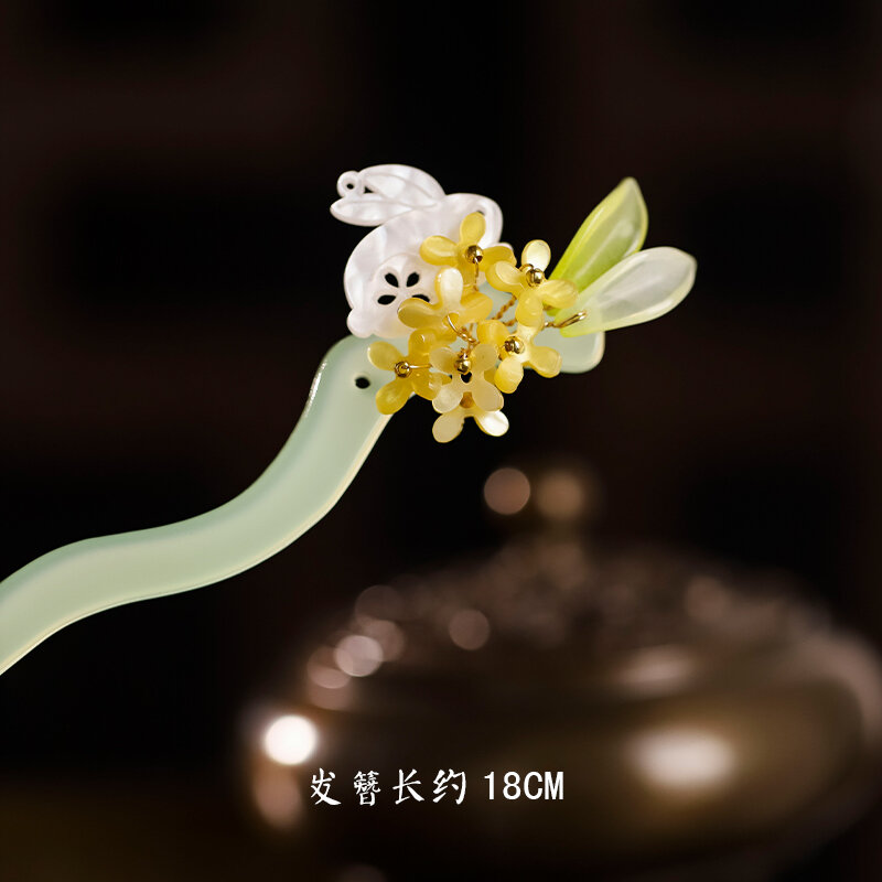 Trâm cài tóc thỏ ngọc phong cách cổ xưa trâm cài tua rua đơn giản phụ kiện hán phục búi tóc thường ngày trâm cài tóc thỏ cổ trang kiểu trung quốc mới nữ