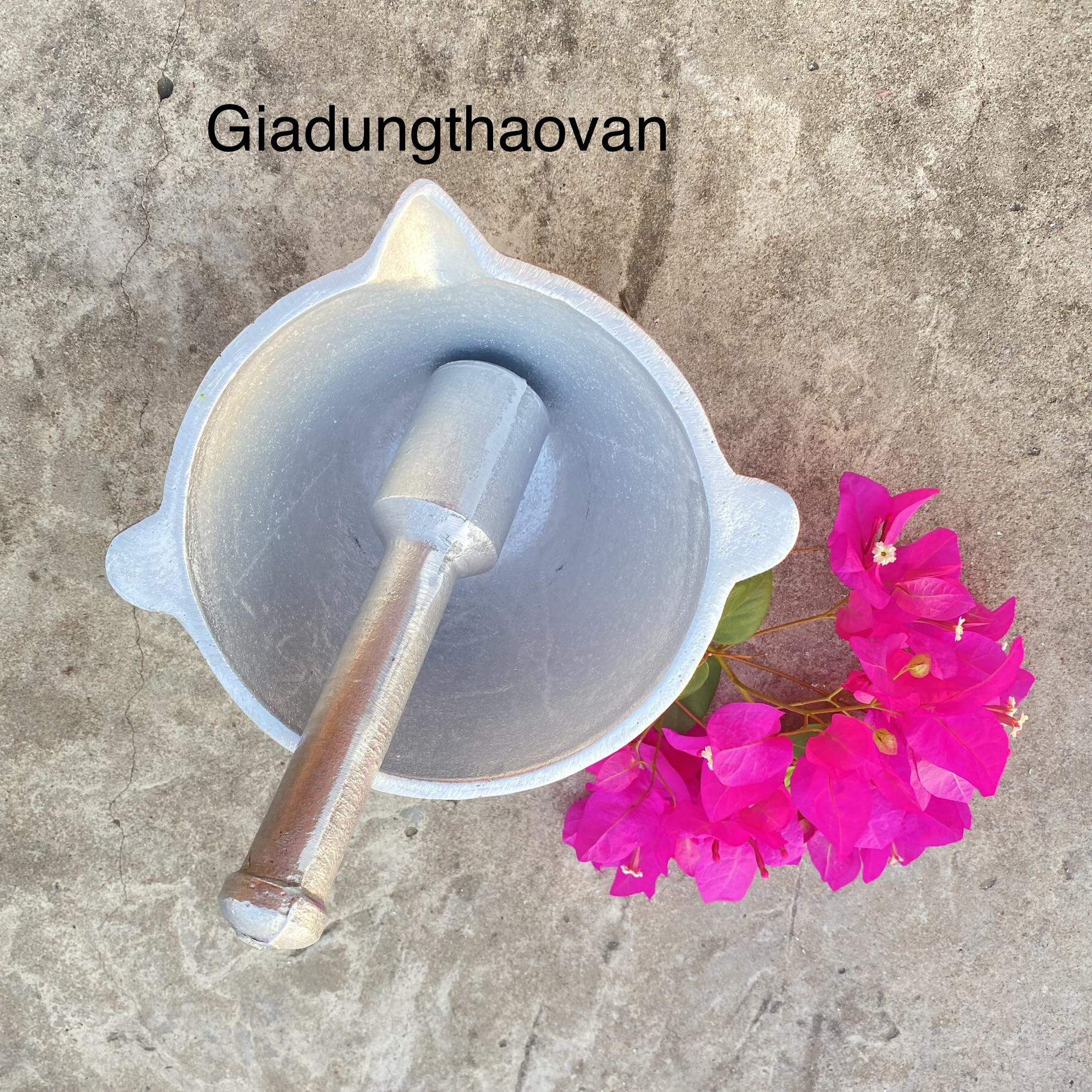 Combo cối chày gang 16,5cm dày dặn đâm cua tịt tiêu tỏi