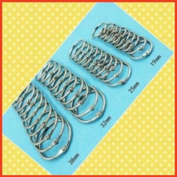 Móc khoen tròn mở làm sách vải 4 size