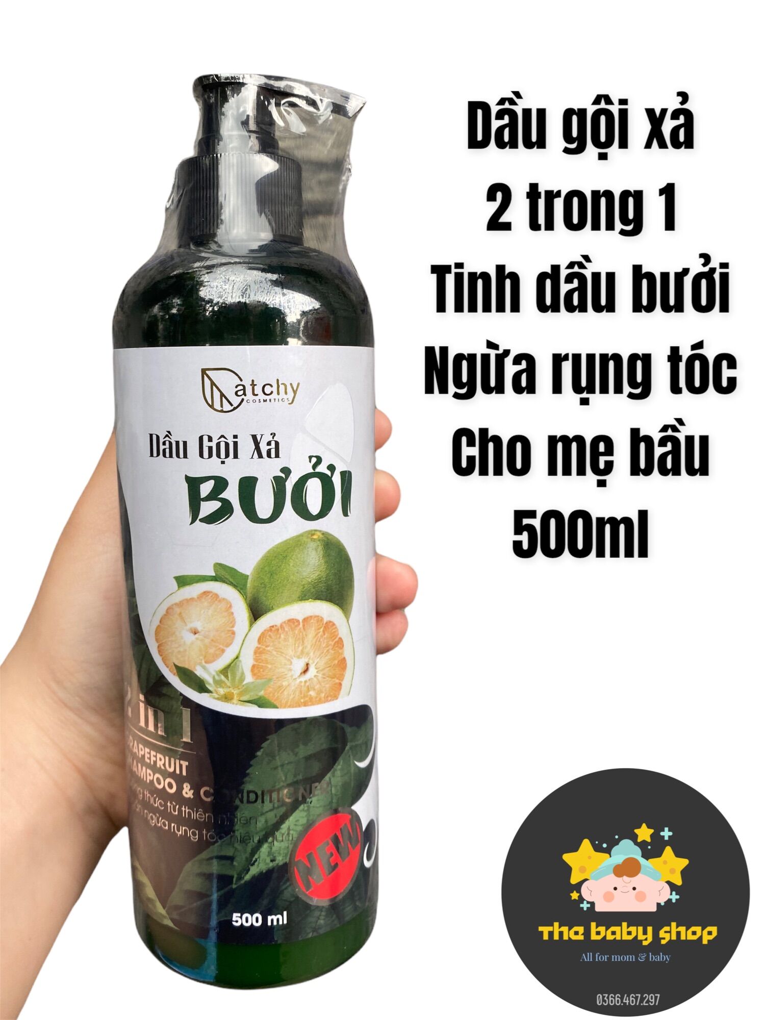 DẦU GỘI XẢ BƯỞI CHỐNG RỤNG TÓC, KÍCH THÍCH MỌC TÓC 5OOML CHÍNH HÃNG CTY CATCHY