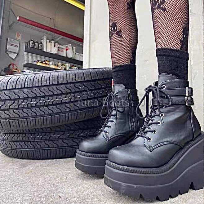 Giày Boots Đế Bánh Mì Cao Hách Dáng - Giày Bốt Harajuka Rock Dark [ Hàng Loại 1 ]