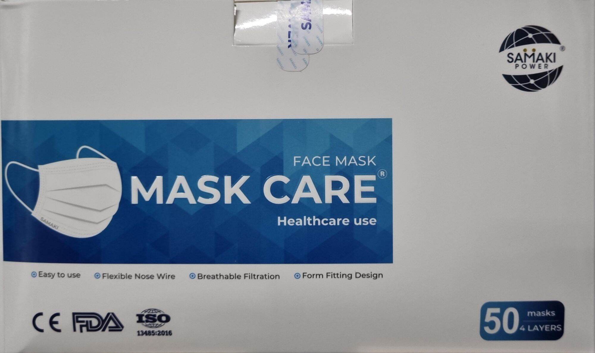 Hộp 50 chiếc khẩu trang Y tế MASK CARE Kháng khuẩn, 4 lớp dày đẹp