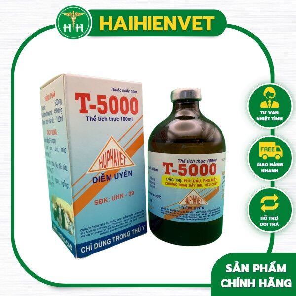 100ml T5000 - PHÙ ĐẦU, PHÙ MẶT, CHƯỚNG BỤNG, ĐẦY HƠI lợn con, gia cầm
