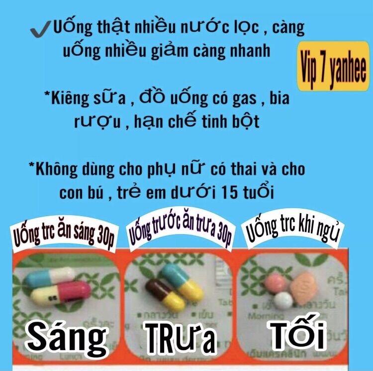 Giảm Cân Vip 7 Yan Hee Thái Giảm Cực Nhanh [ Liệu Trình 1 tuần giảm 2-4kg]