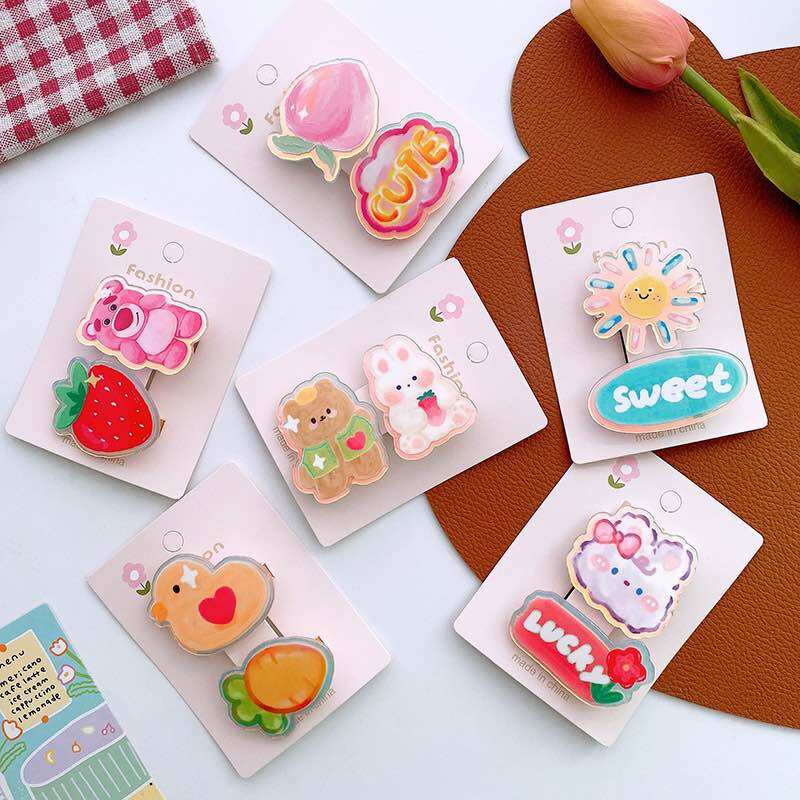 Set kẹp tóc con gà ngộ nghĩnh cho bé