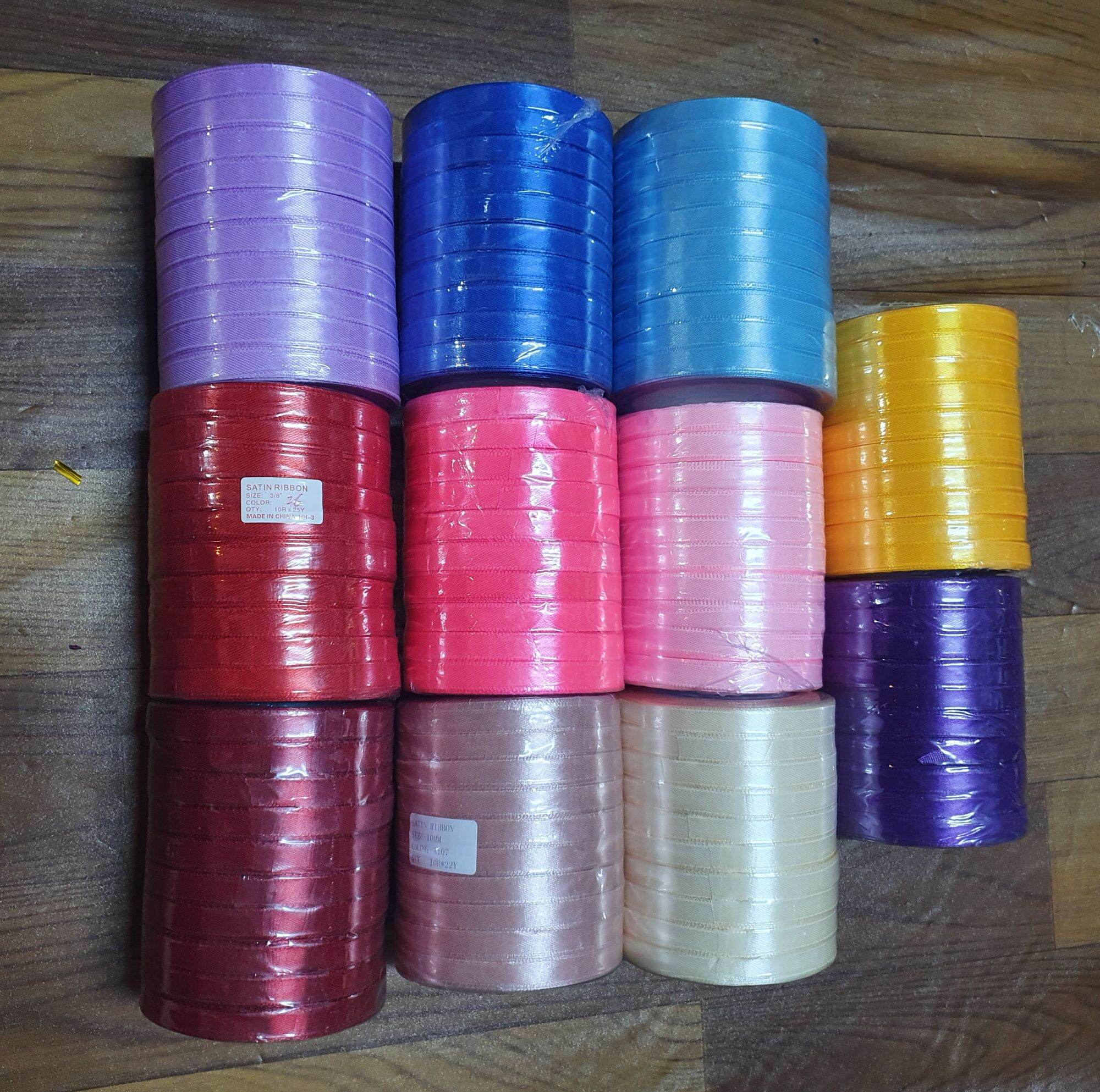 1 cuọn ruy băng lụa đủ màu bản 1cm - dài 25 yard
