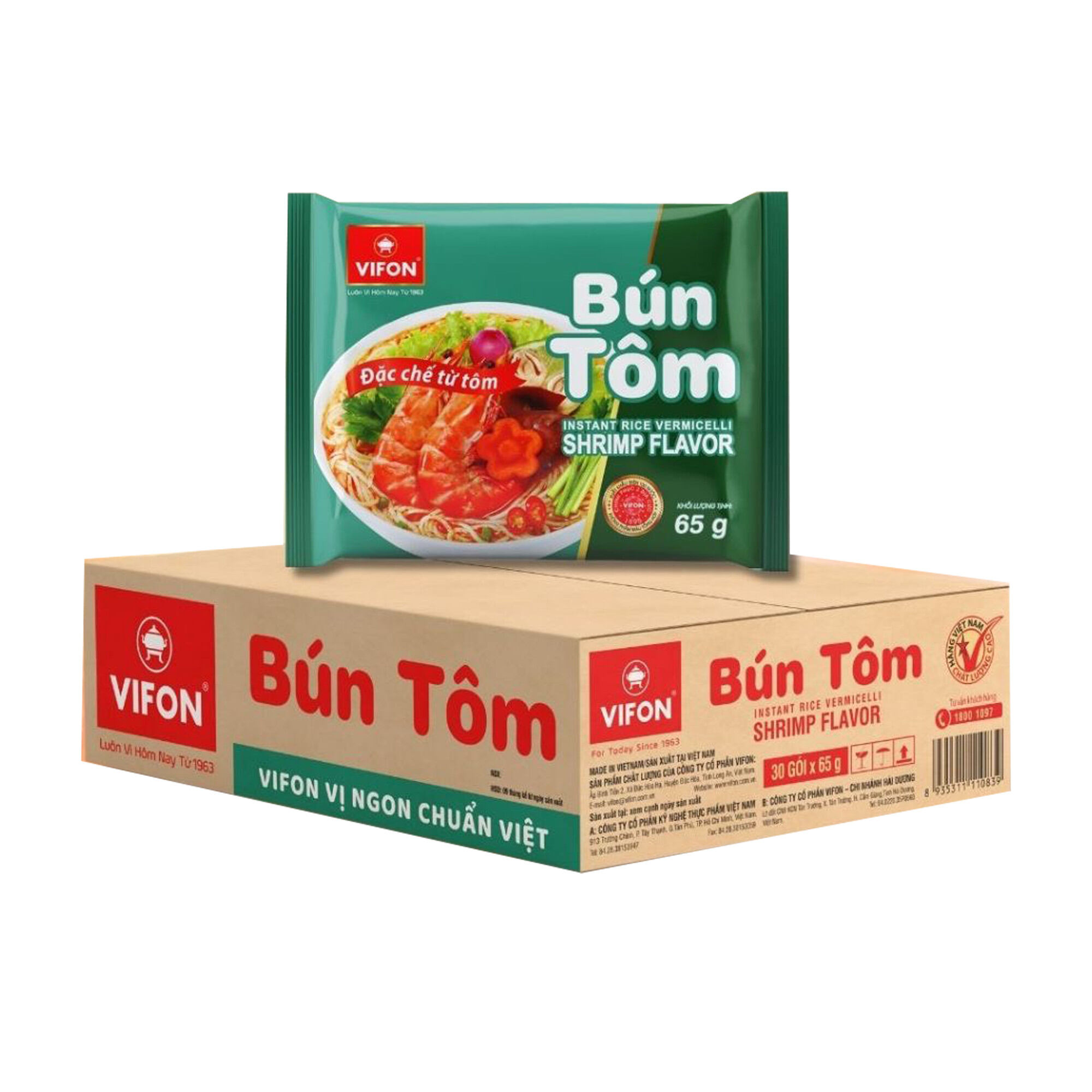 Thùng 30 gói bún tôm Vifon 65g