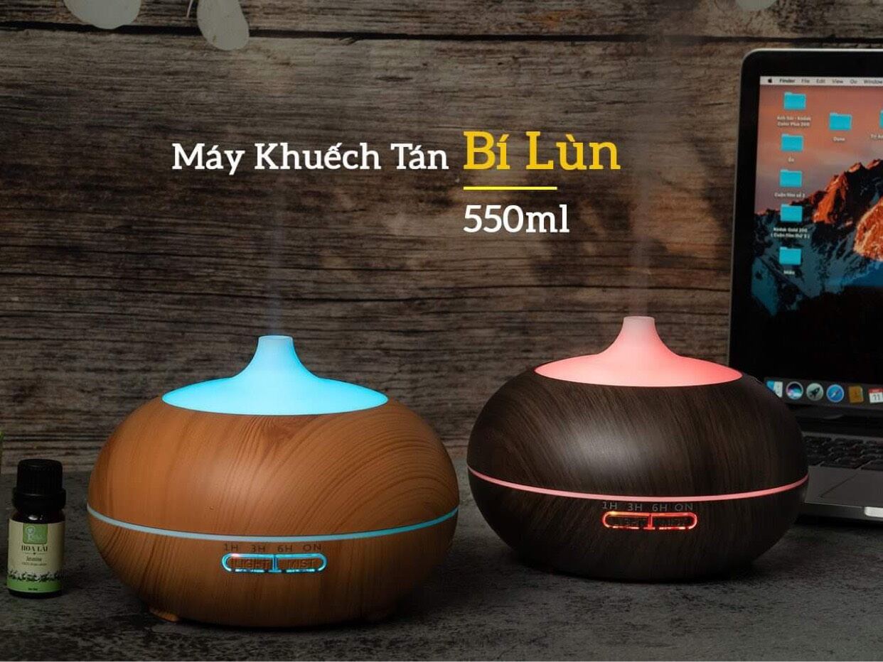[HCM]Máy Xông Tinh Dầu Bí Ngô Vân Gỗ