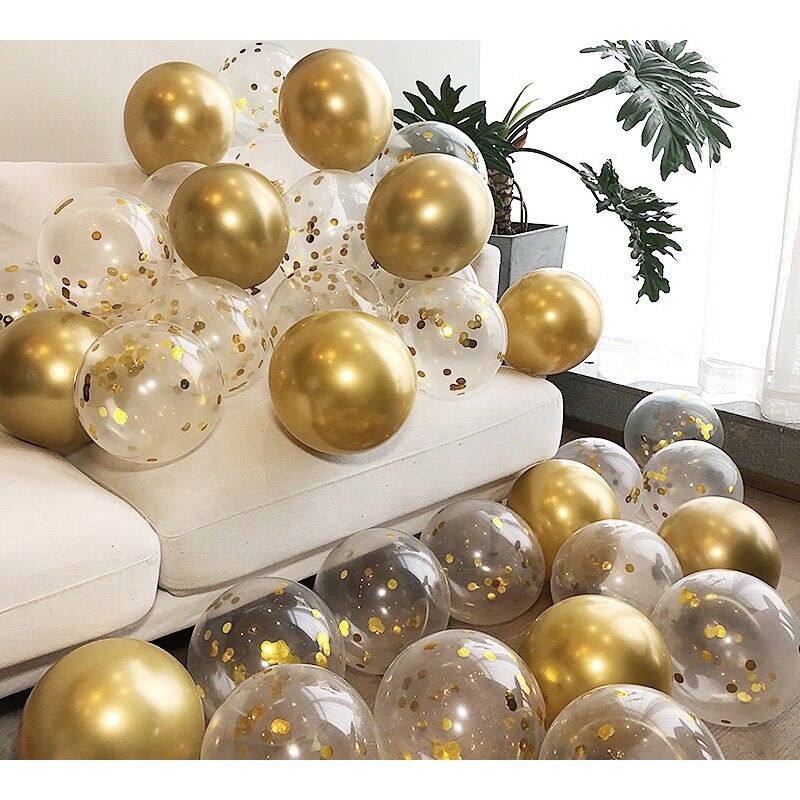 Set 10 bóng sequin ( bóng trong suốt rắc nhũ)