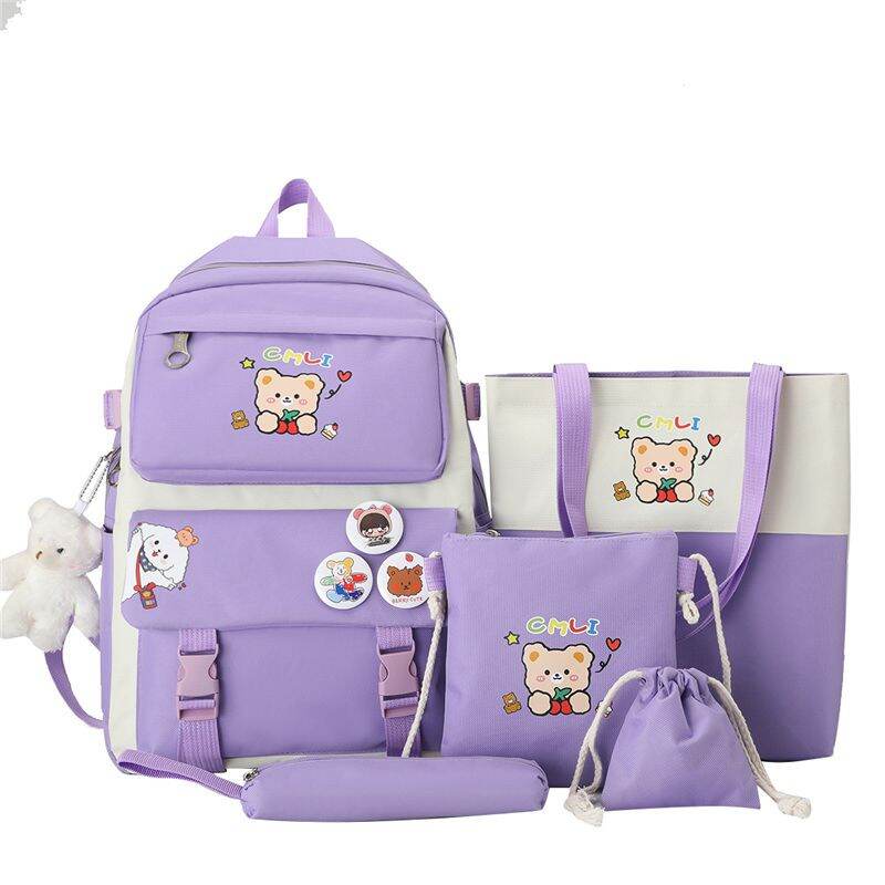 Set 4 balo đi học gấu học sinh balo ulzzang thời trang