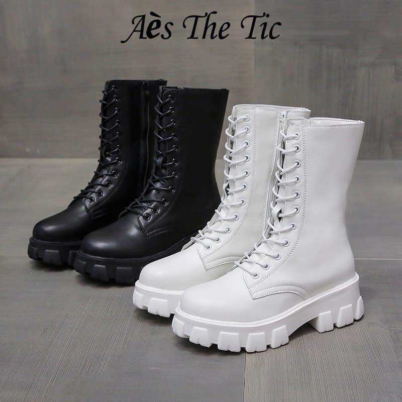 Boot cao cổ 20cm, buộc dây, kéo khoá 5,5cm