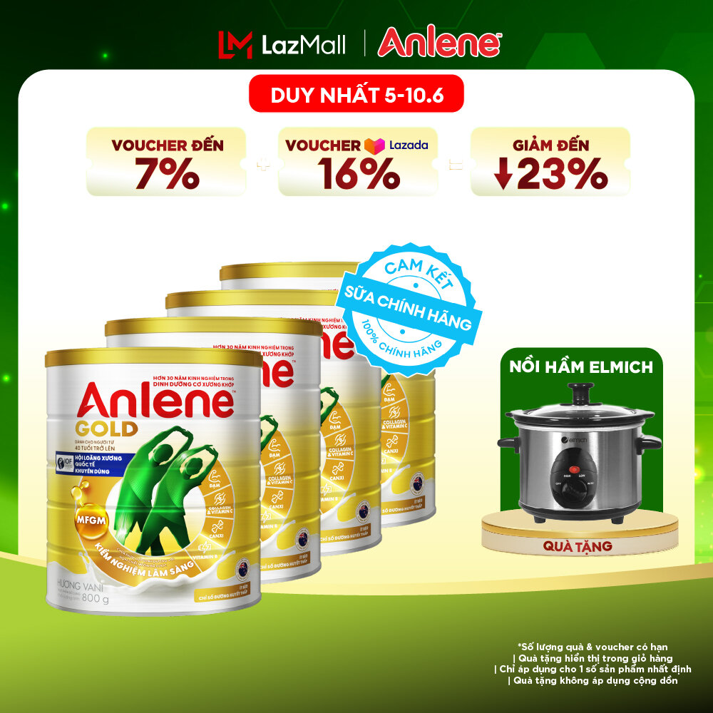 [Voucher giảm đến 26%]Combo 4 Sữa Bột Anlene Gold Hương Vani 800G