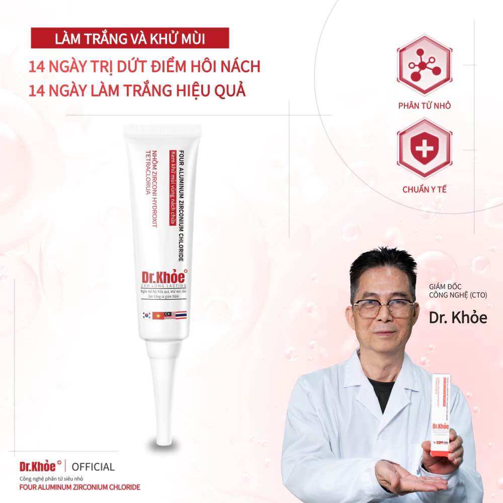 Kem trị mụn Dr. Khoẻ với 14 ngày trị dứt điểm hồi nách, làm trắng hiệu quả, thành phần tự nhiên, chuyên y tế.