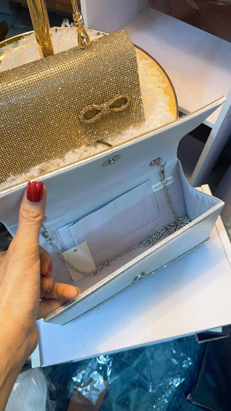 Clutch- ví cầm tay lụa đính đá cao cấp, trẻ trung