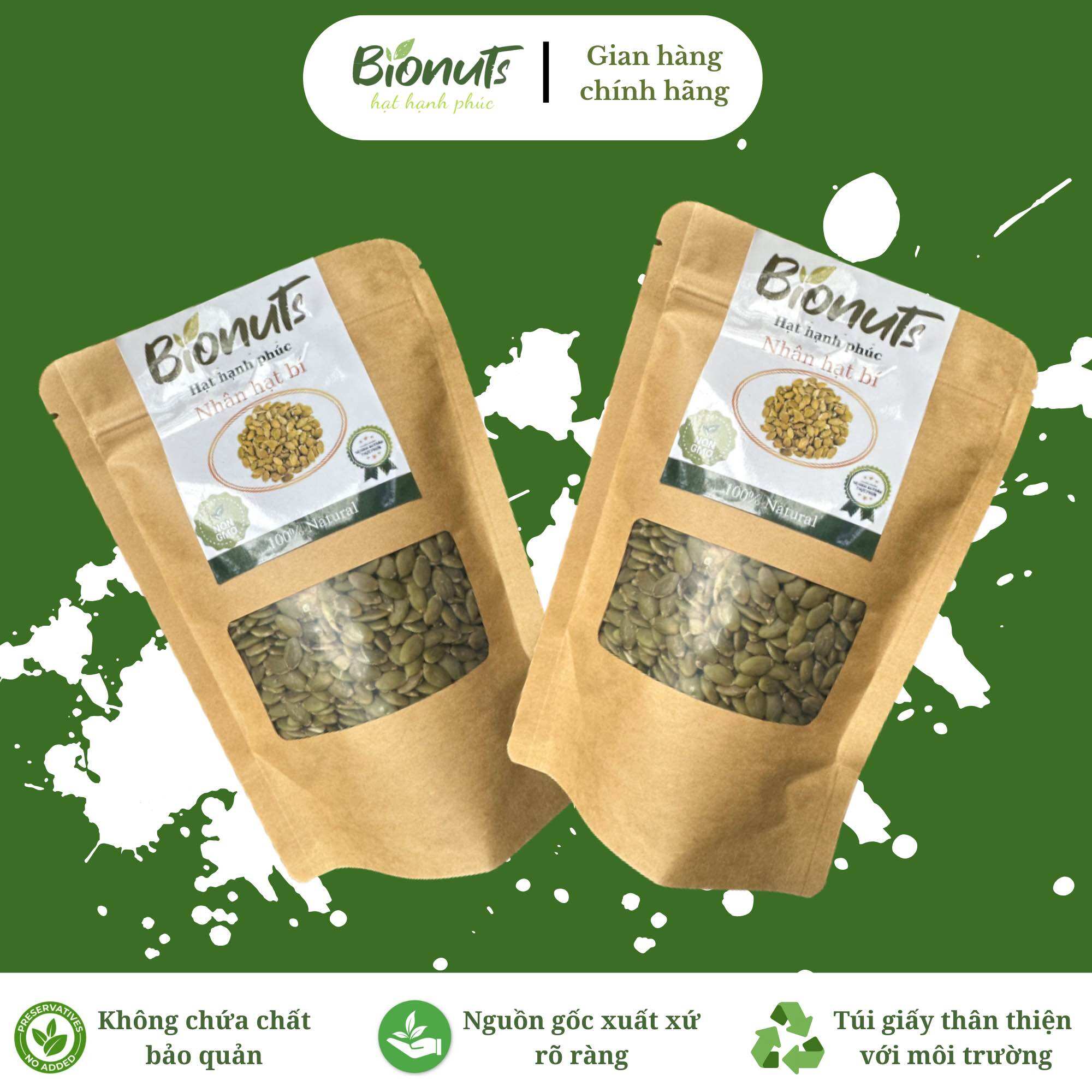 Nhân hạt bí Bionuts chưa rang 200g