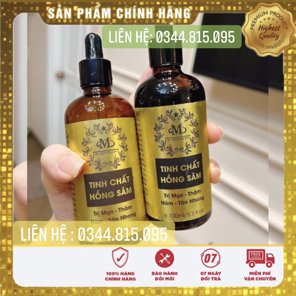 [Freeship + Quà Tặng]☀️ Combo 2Chai Tinh Chất Tái Tạo Da Hồng Sâm☀️ Tặng 3 Mask