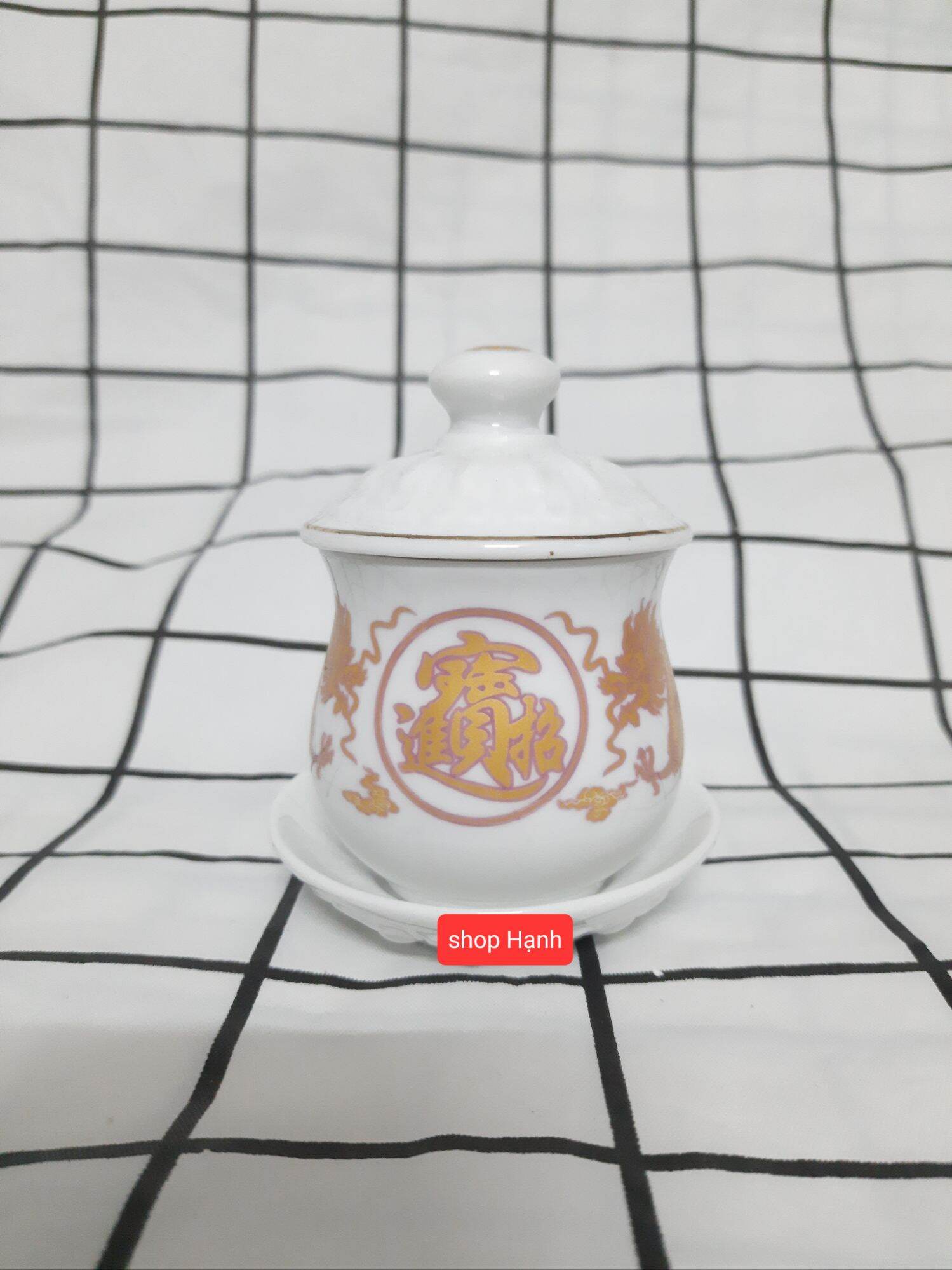Chung nước rồng trắng thờ cúng cao 8 cm