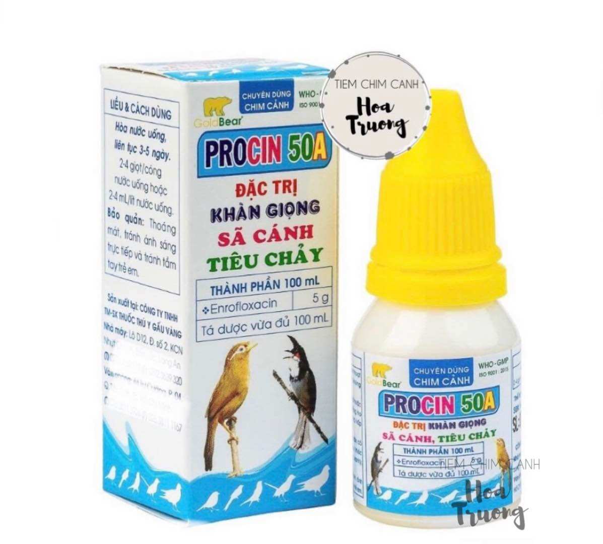Procin 50a - dùng cho chim khàn giọng, sã cánh, tiêu chảy.