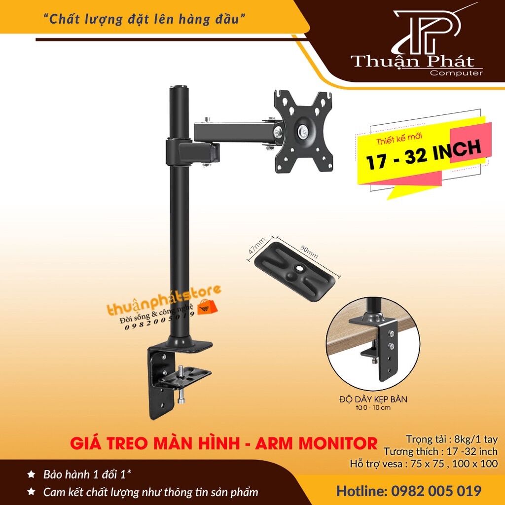 Giá Treo Màn Hình Máy Tính - Xoay 360 Độ -  Arm Monitor - Tay 23cm