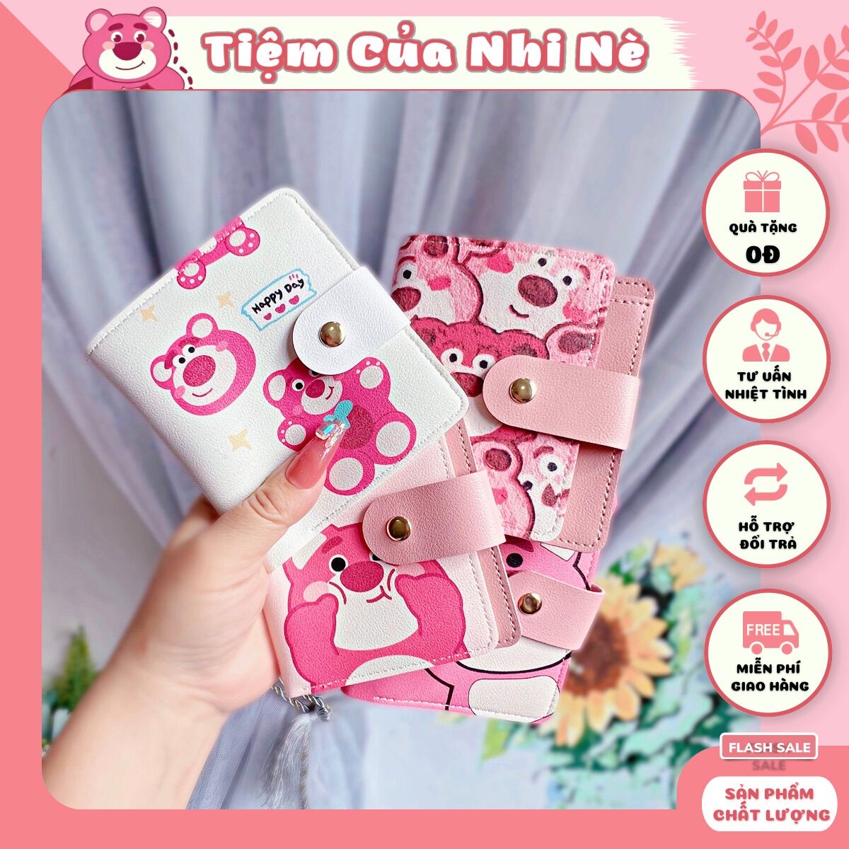 Ví nữ ngắn gấu dâu lotso
