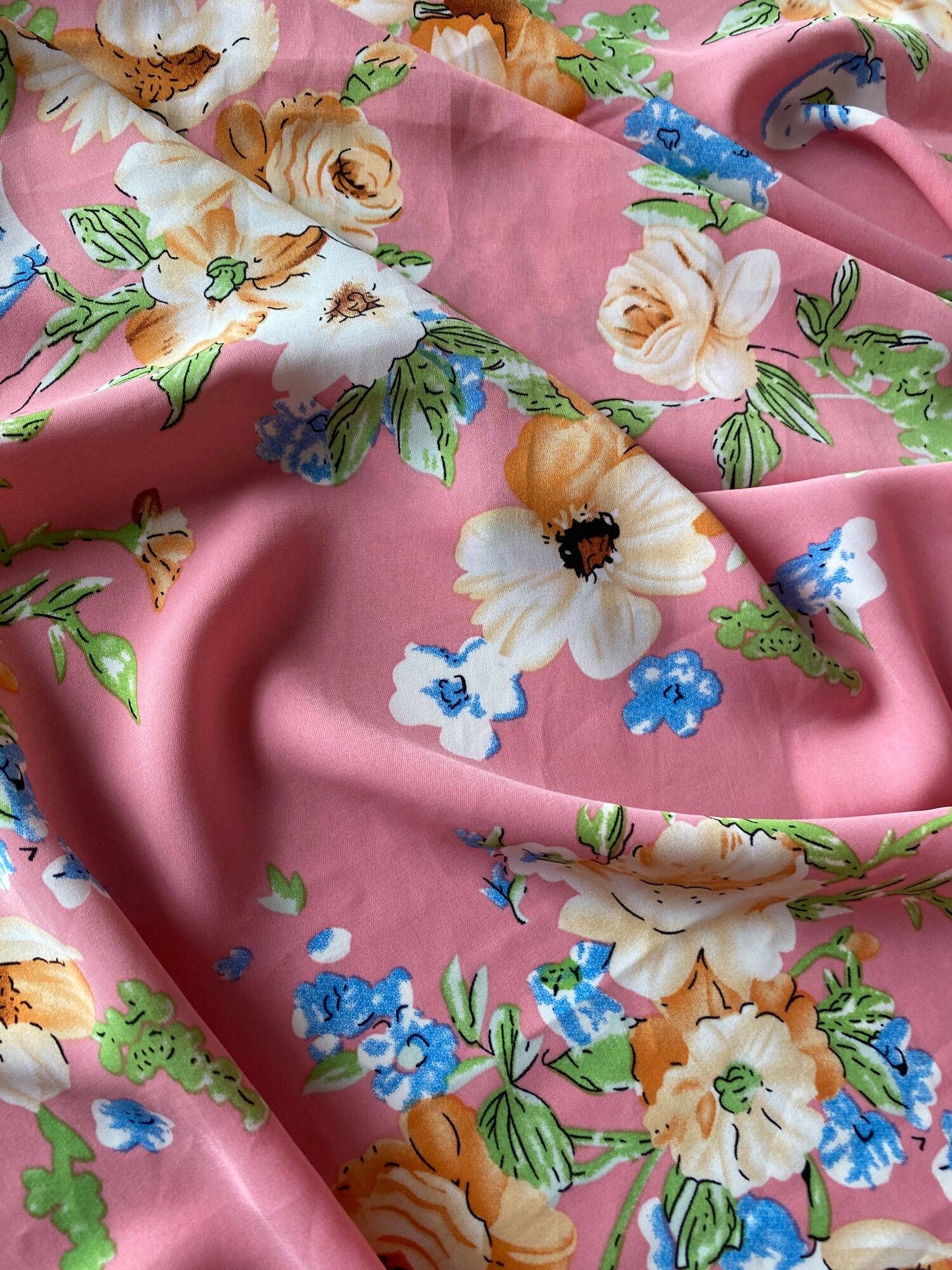 Vải lụa trượt hoa đều may đầm bộ jumpsuit MS3731
