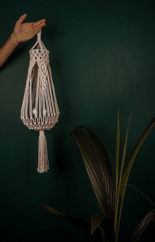 Dây tết macrame handmade treo trang trí chậu thủy tinh trồng cây hoặc bình thủy tinh làm đèn treo tường